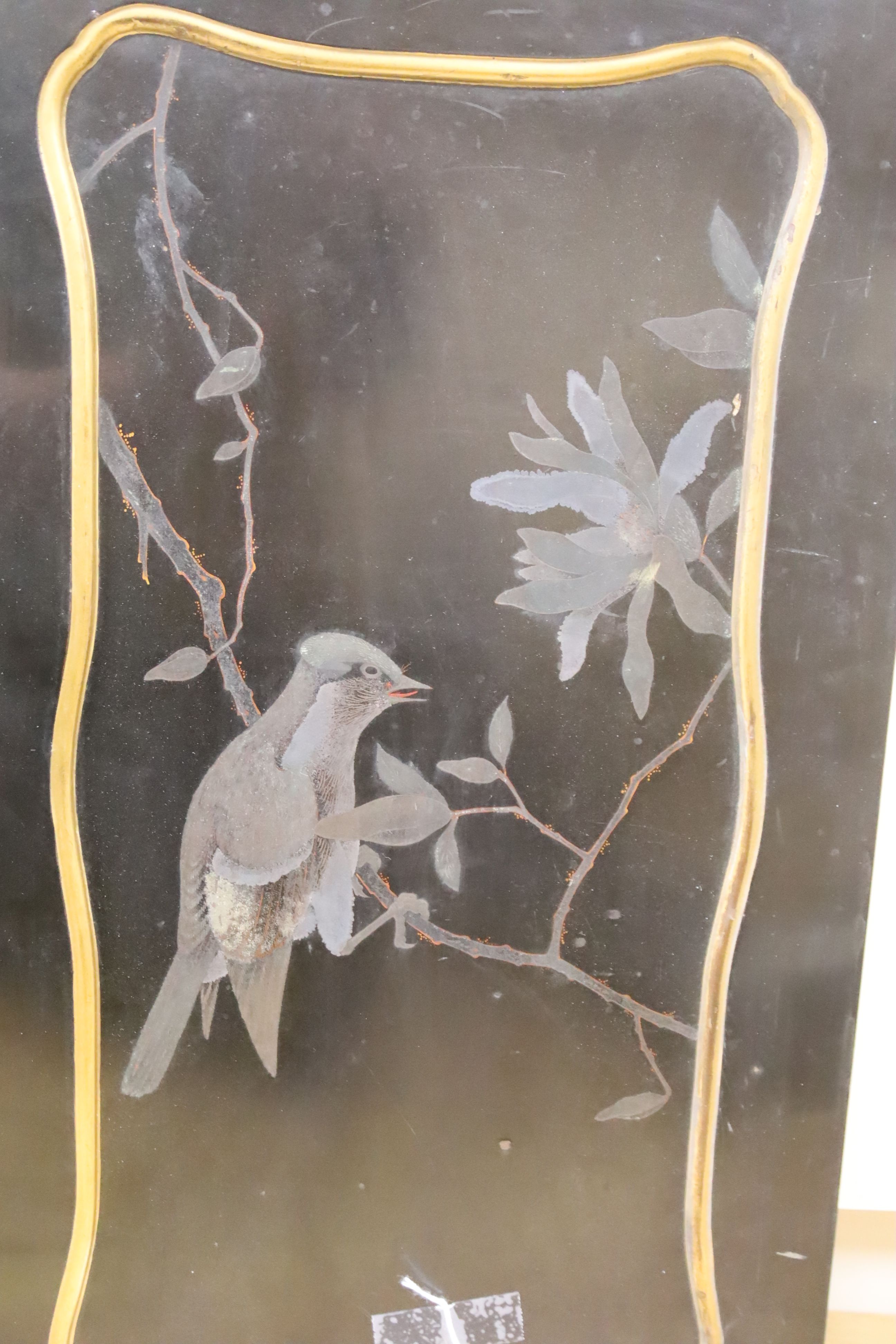 Four Japanese decorative lacquered panels, with 'bird' decoration, 55 x 32cm